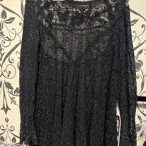 Free People Black Lace Blouse